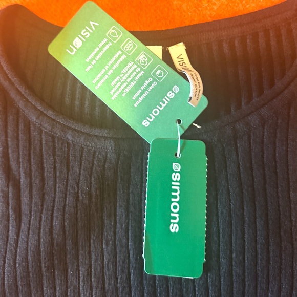 Black basic minimalist organic cotton blend ribbed long sleeve sweater NWT - Picture 5 of 8